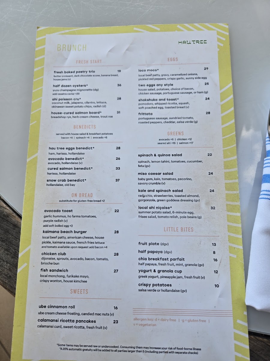 Hau Tree Menu 1