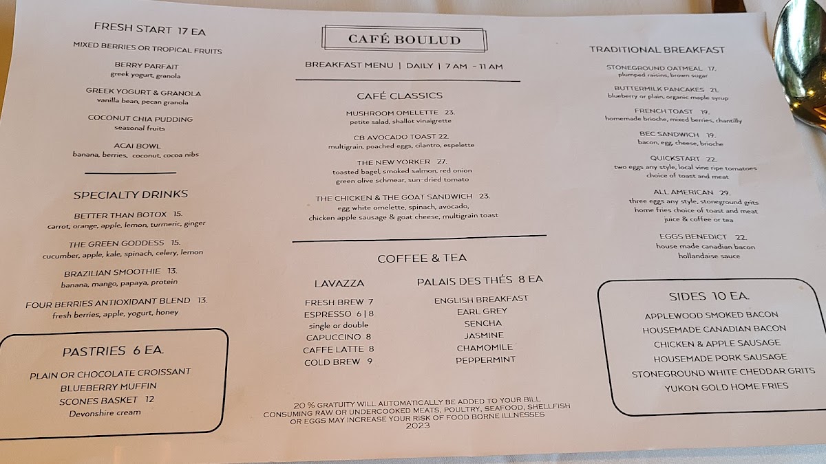 Cafe Boulud Menu 2