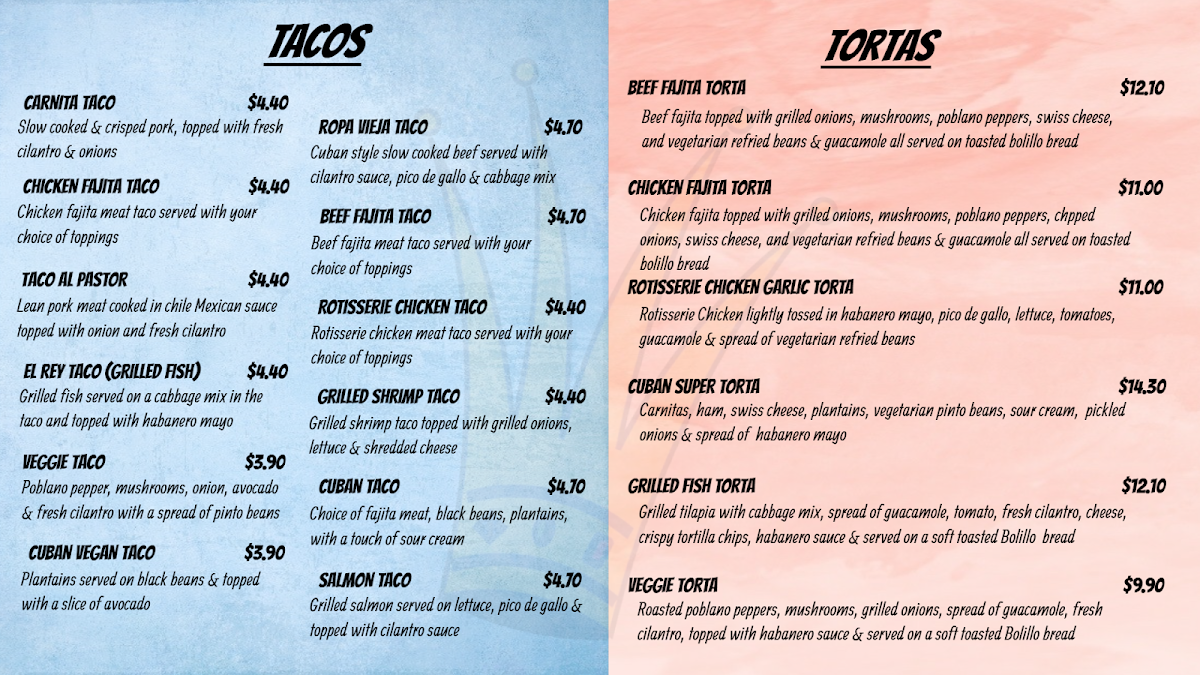 El Rey Taquería Menu 2