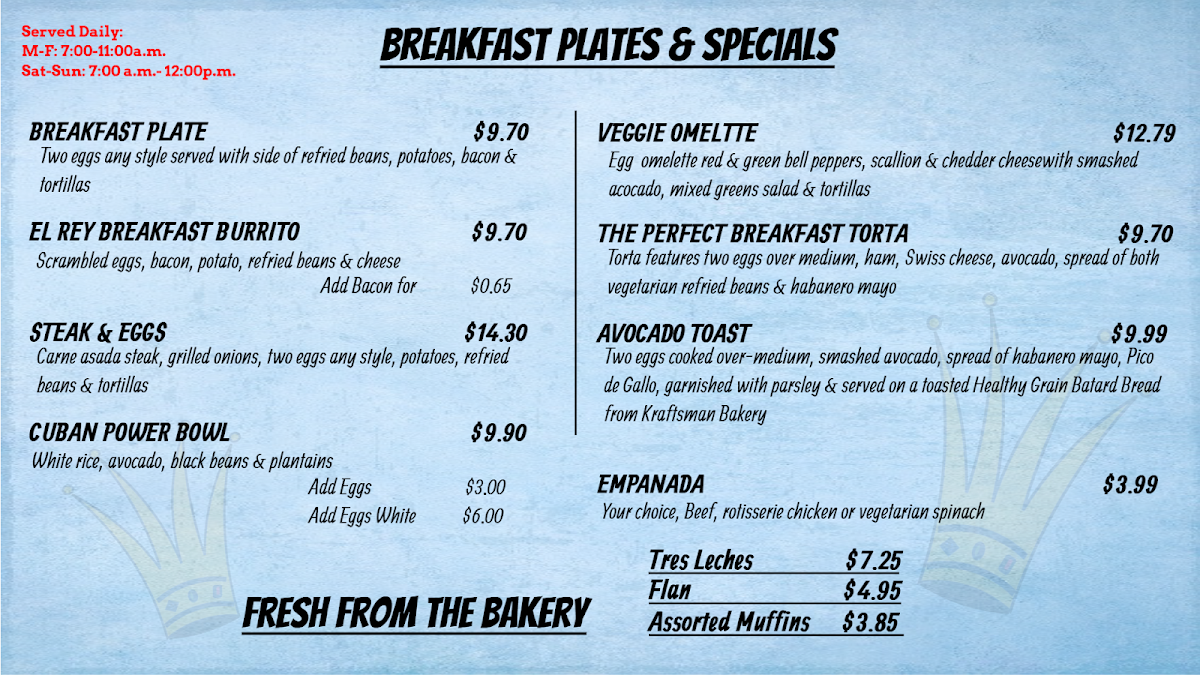 El Rey Taquería Menu 3