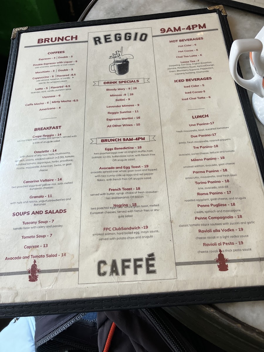 Caffe Reggio Menu 1