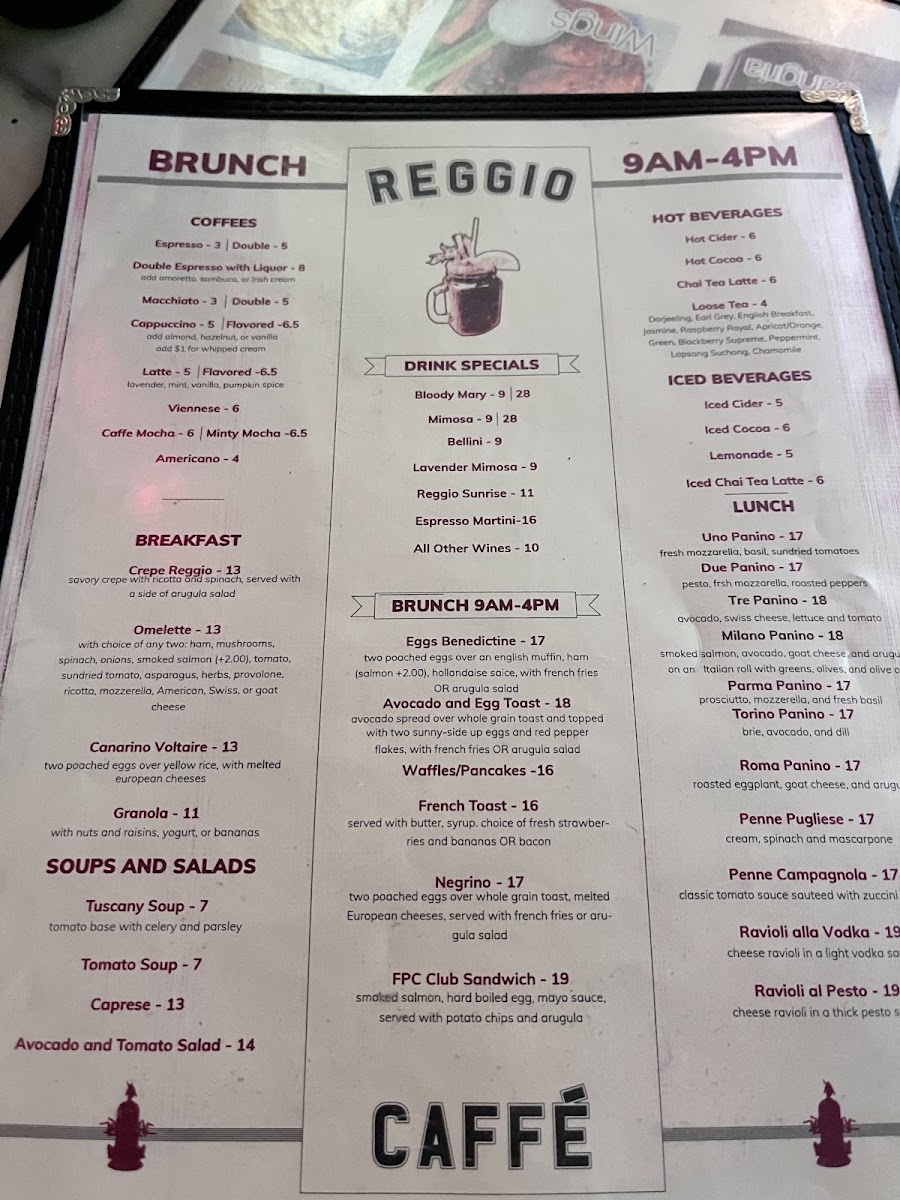 Caffe Reggio Menu 10