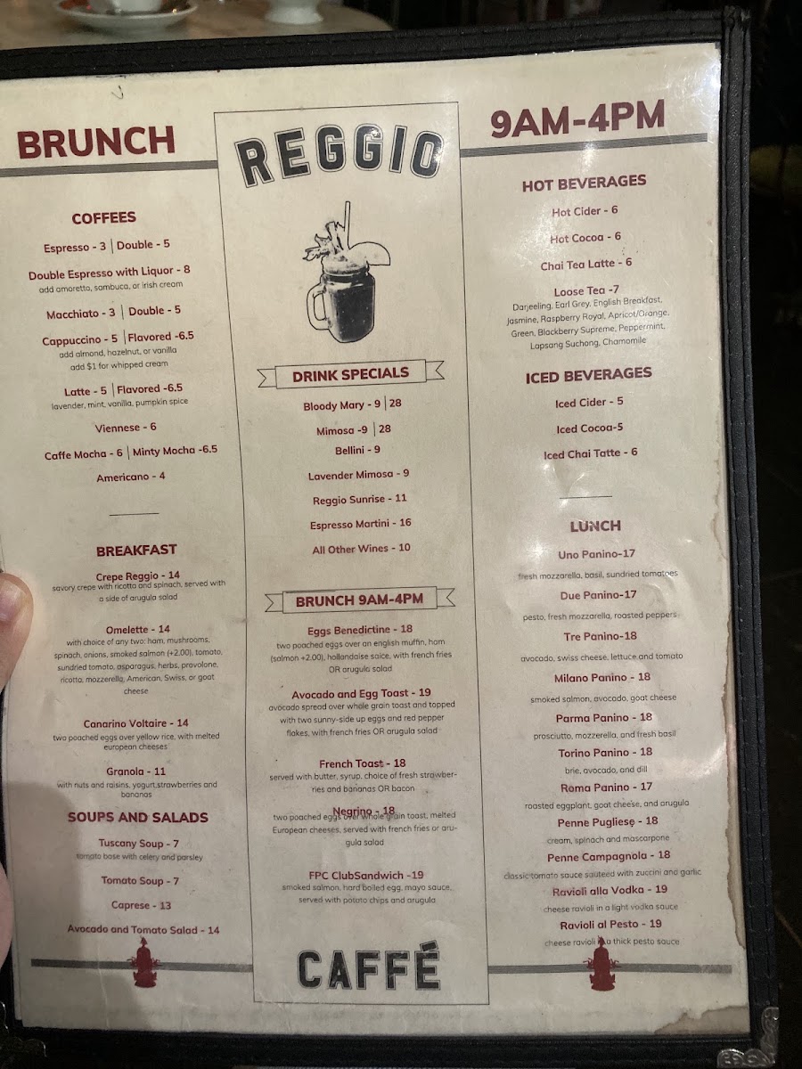 Caffe Reggio Menu 2