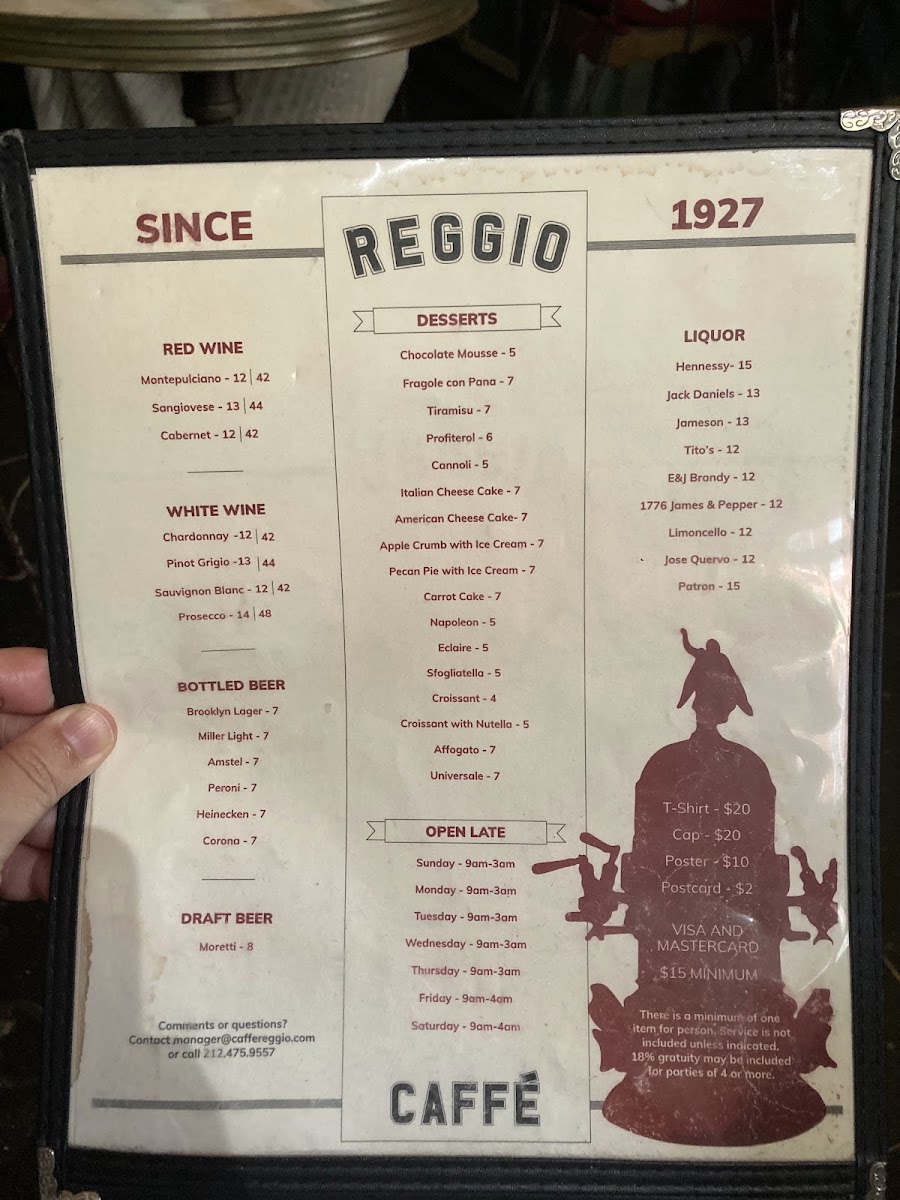 Caffe Reggio Menu 4