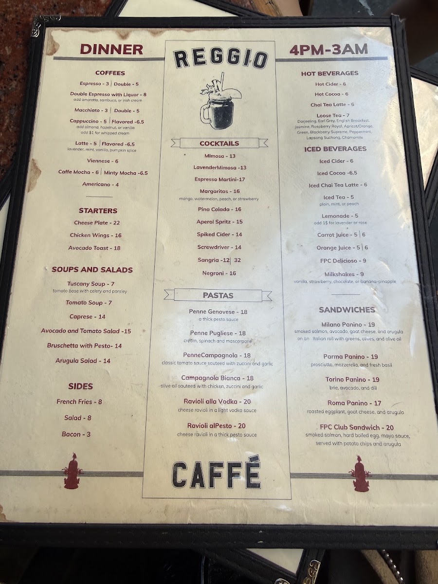 Caffe Reggio Menu 5