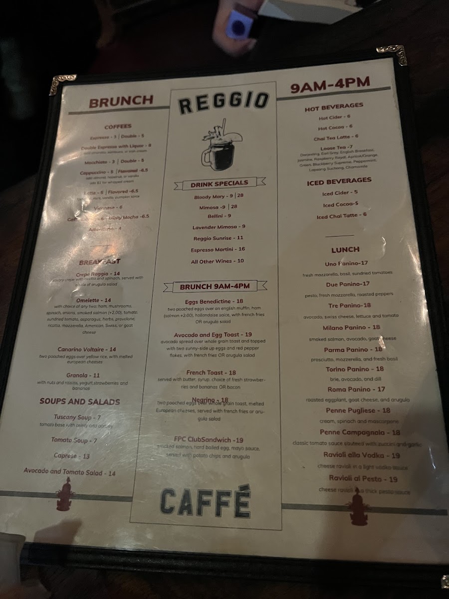 Caffe Reggio Menu 6