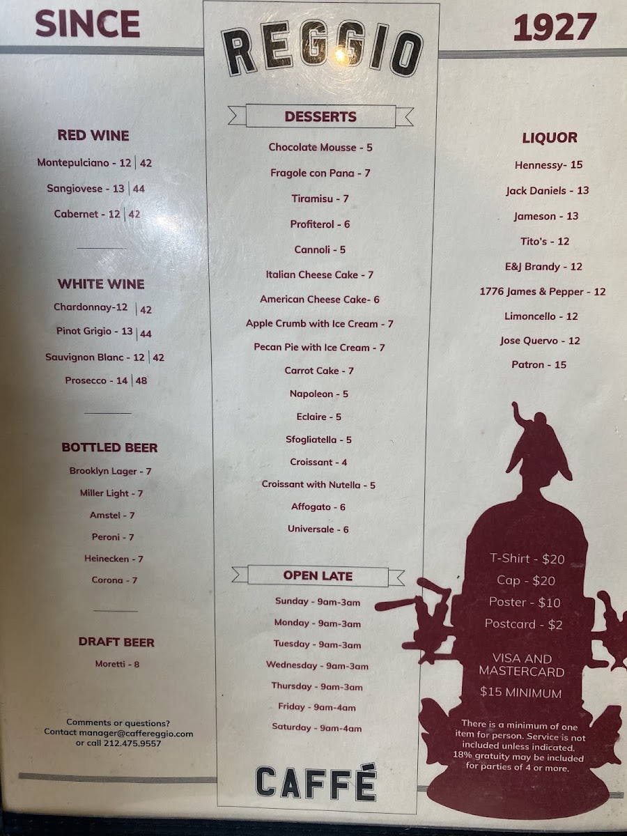 Caffe Reggio Menu 8