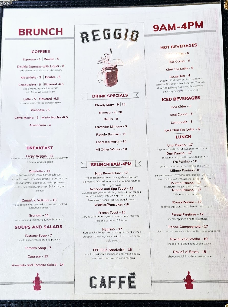 Caffe Reggio Menu 9
