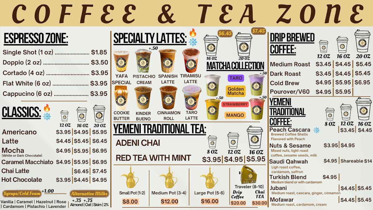 YAFA GOLDEN COFFEE Menu 1