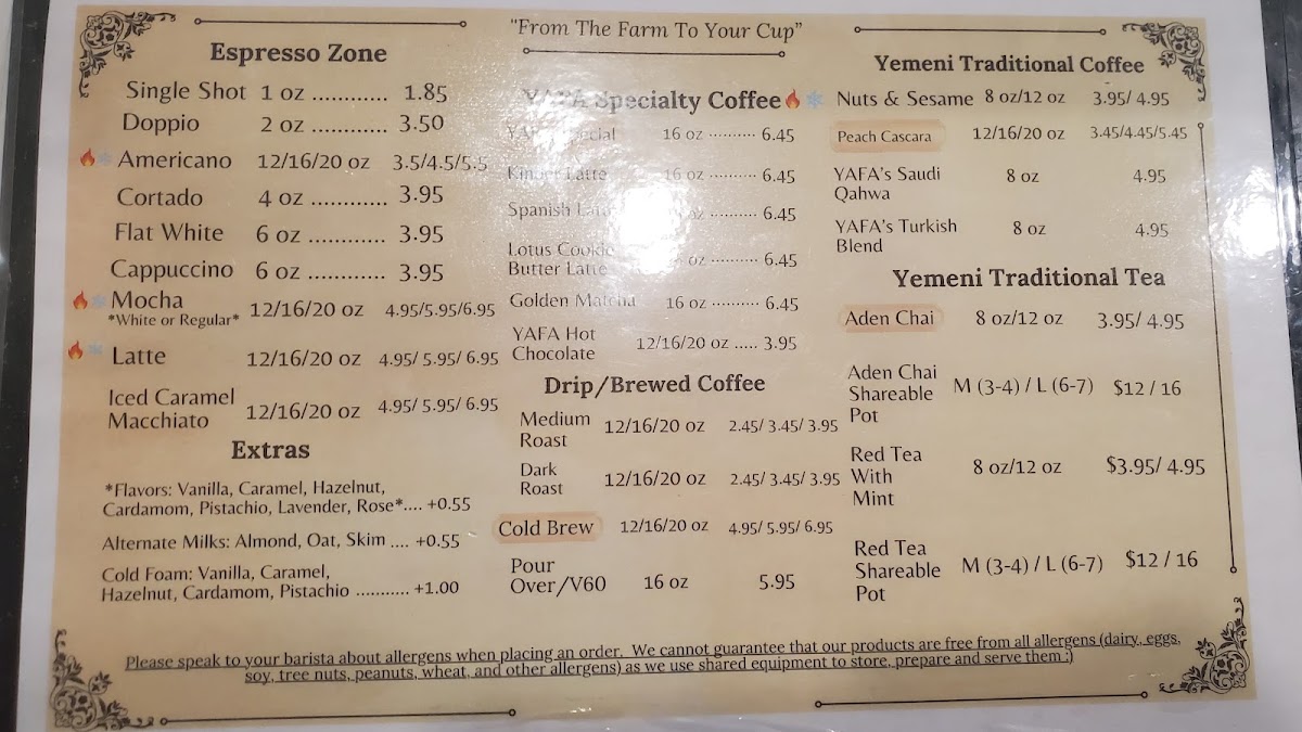 YAFA GOLDEN COFFEE Menu 10