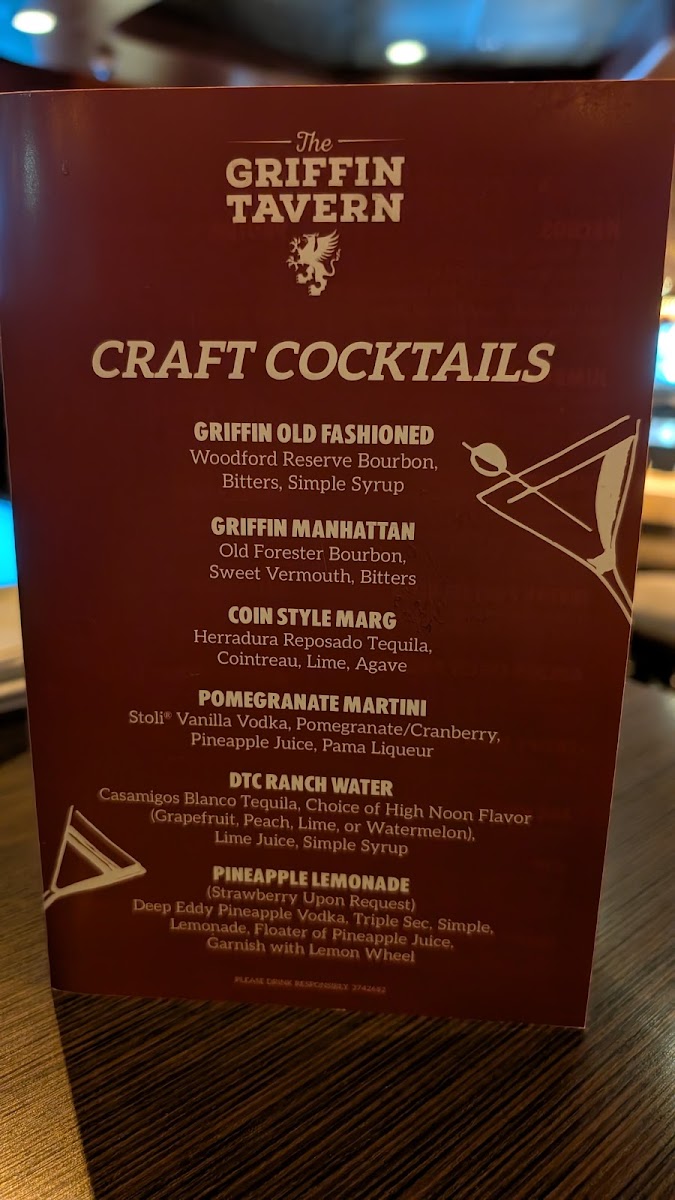 Griffin Tavern Menu 1