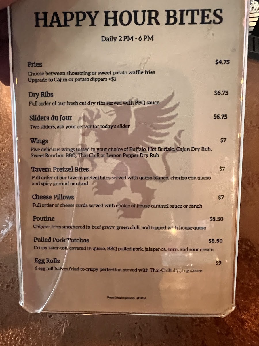 Griffin Tavern Menu 10