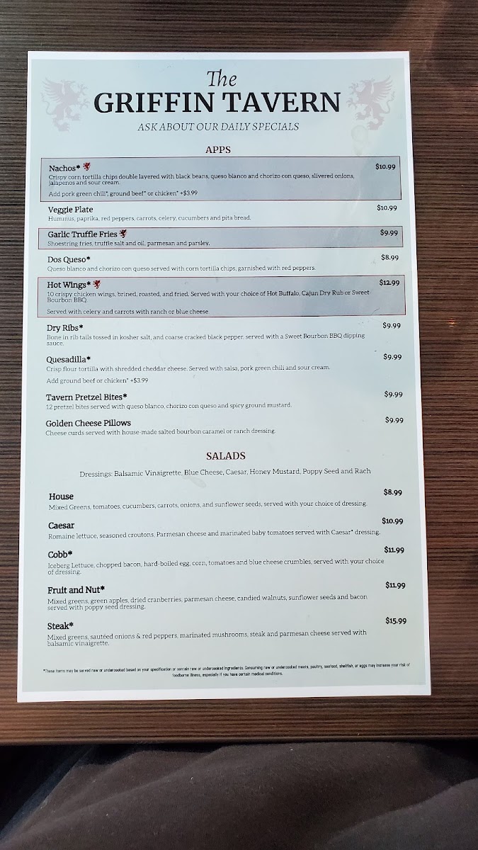 Griffin Tavern Menu 9