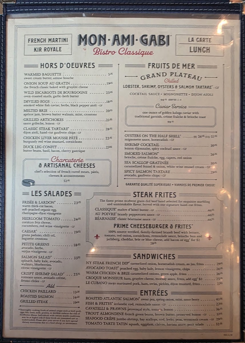 Mon Ami Gabi Menu 1