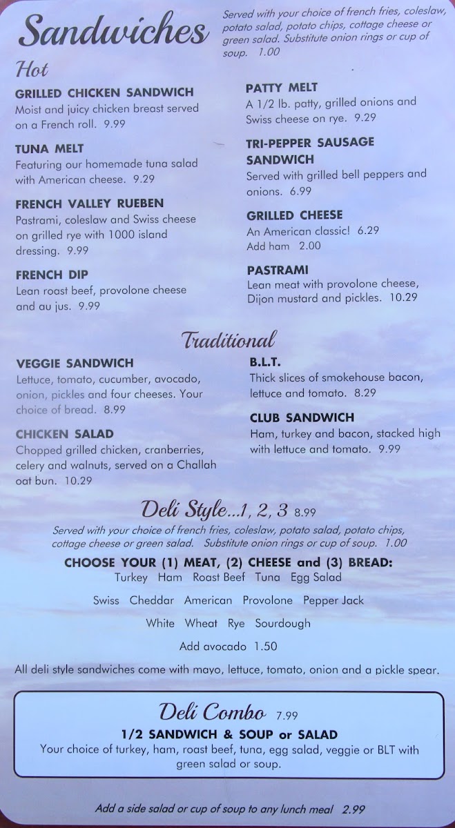 French Valley Cafe Menu 2