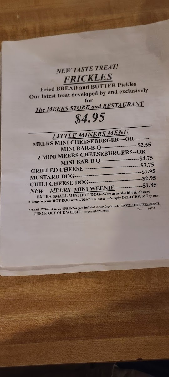 Meers Store and Restaurant Menu 3