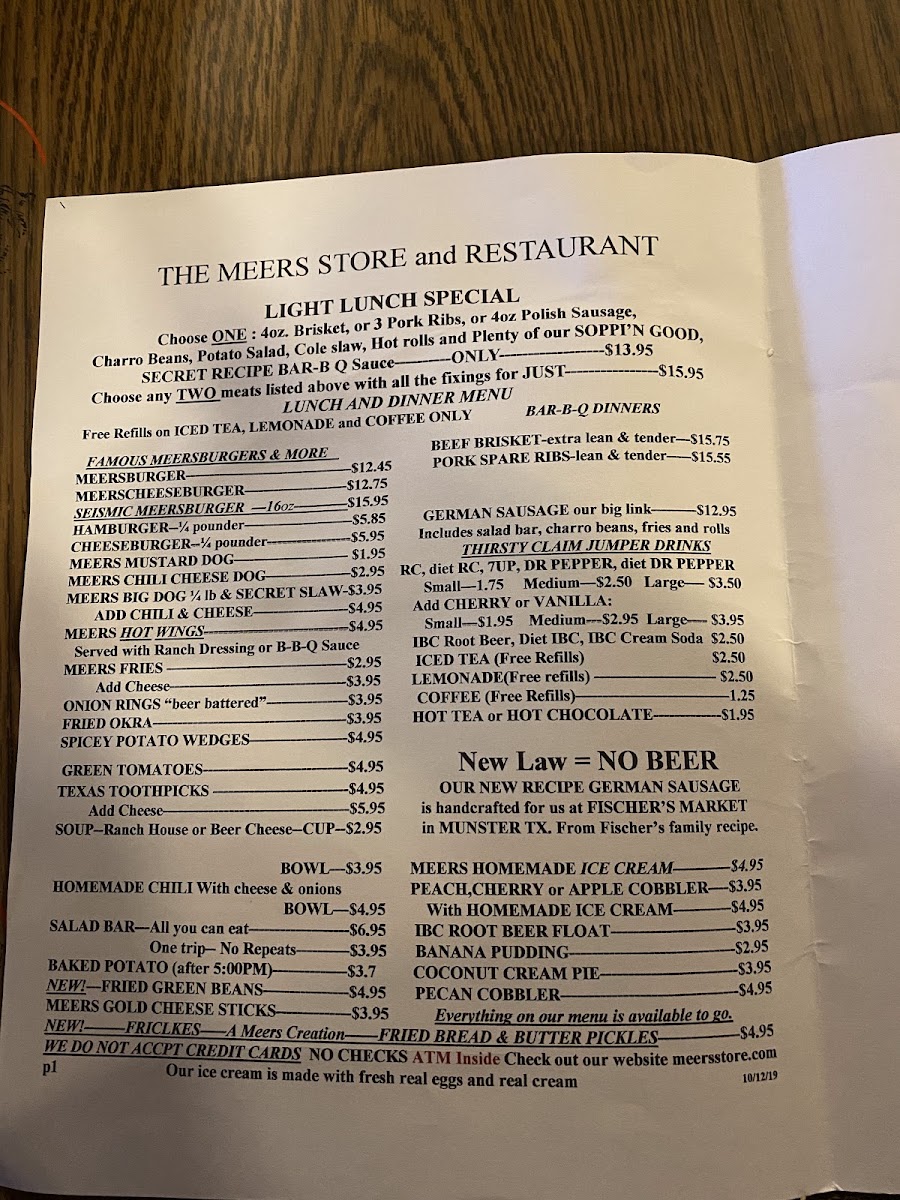 Meers Store and Restaurant Menu 8