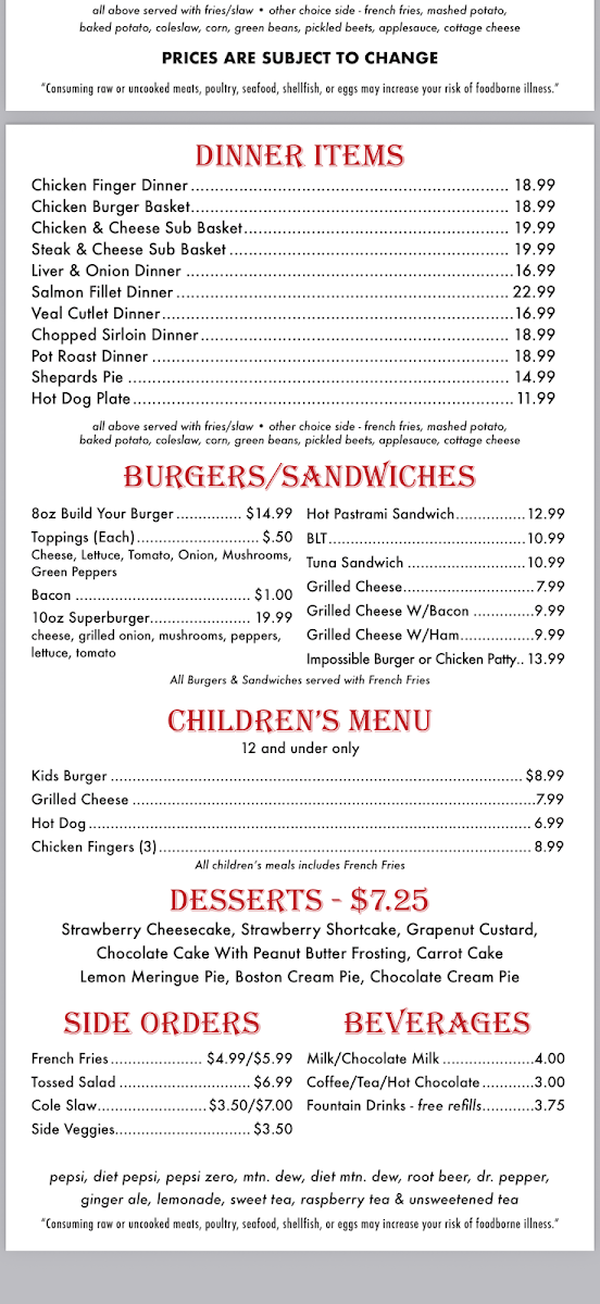 Eagles Nest Restaurant Menu 3