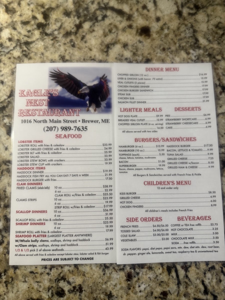 Eagles Nest Restaurant Menu 5