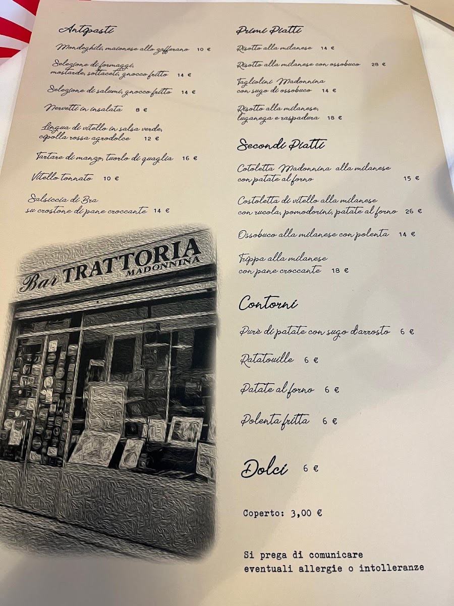 Trattoria Madonnina Menu 1