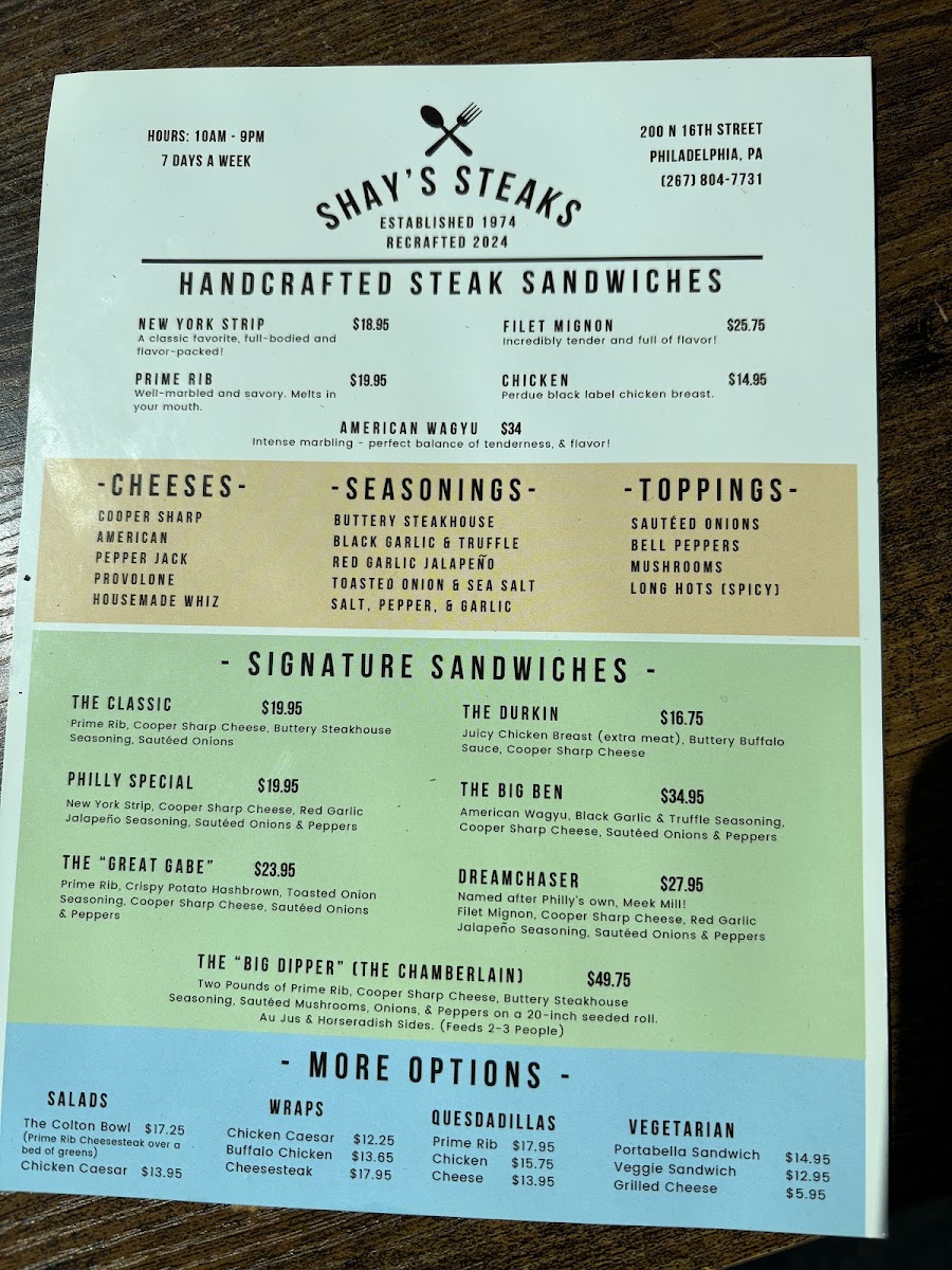 Shay’s Steaks Menu 10