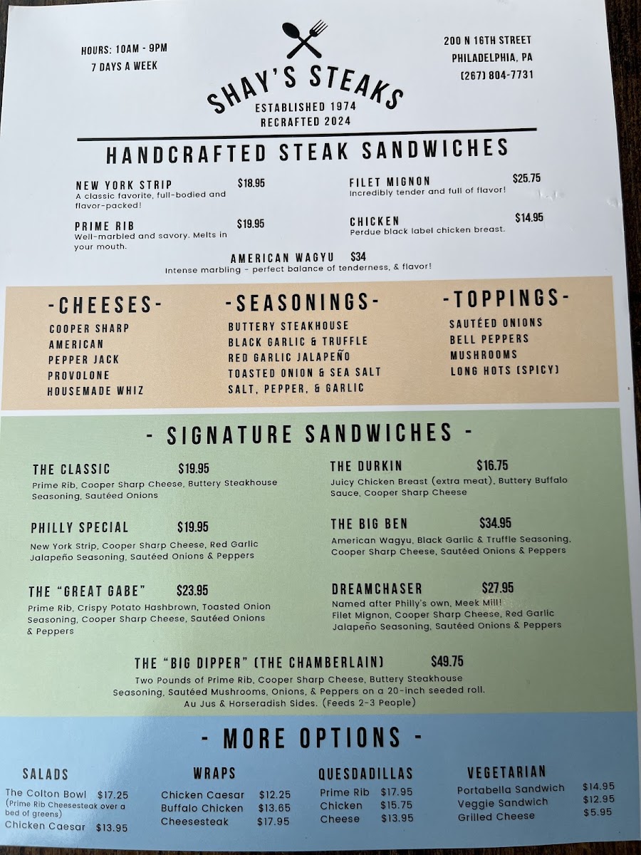 Shay’s Steaks Menu 5