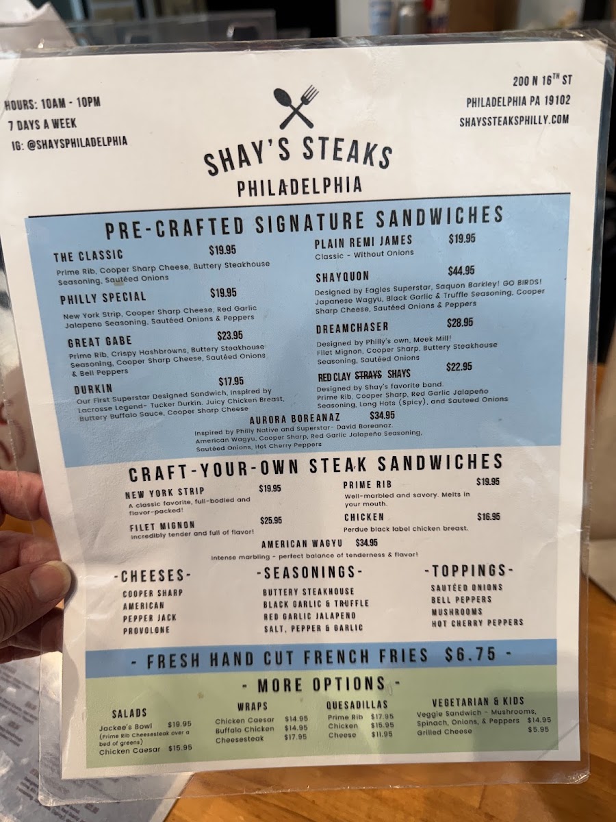 Shay’s Steaks Menu 6