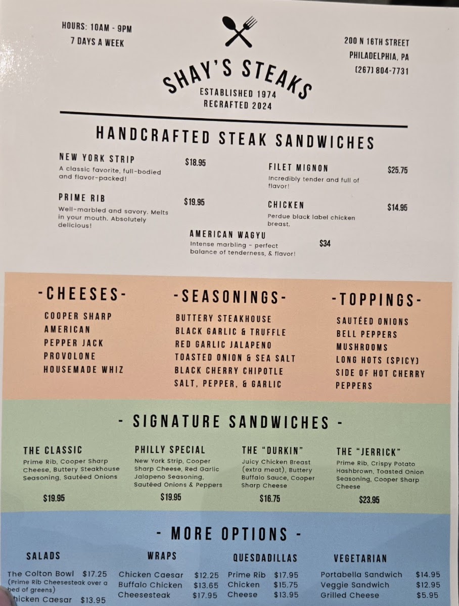Shay’s Steaks Menu 7