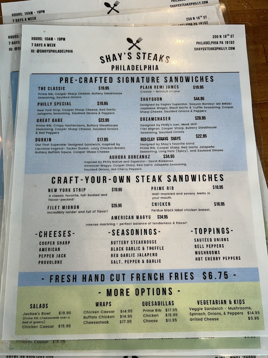 Shay’s Steaks Menu 8