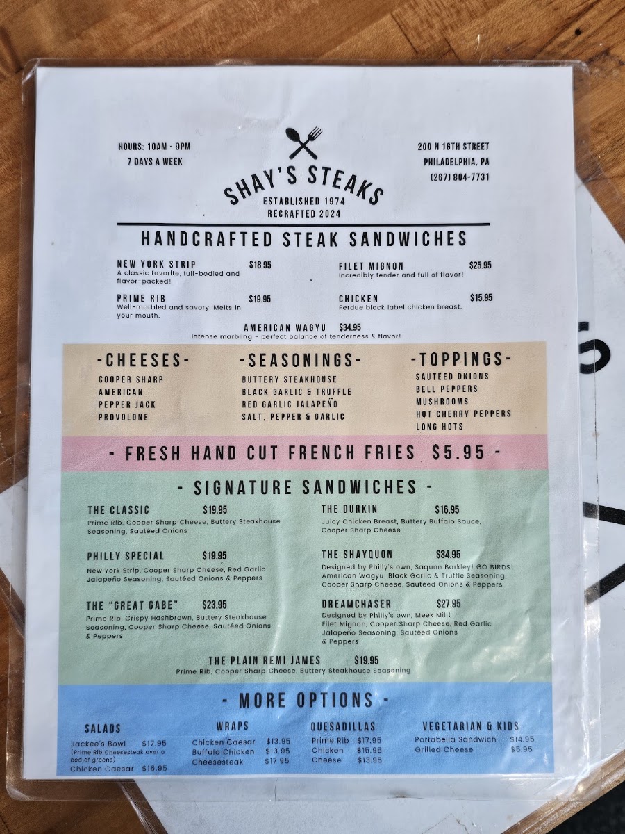 Shay’s Steaks Menu 9
