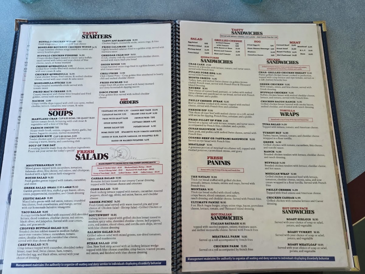 Red Cup Diner Menu 1