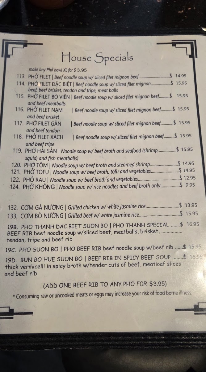 Phở Thành Restaurant Menu 4