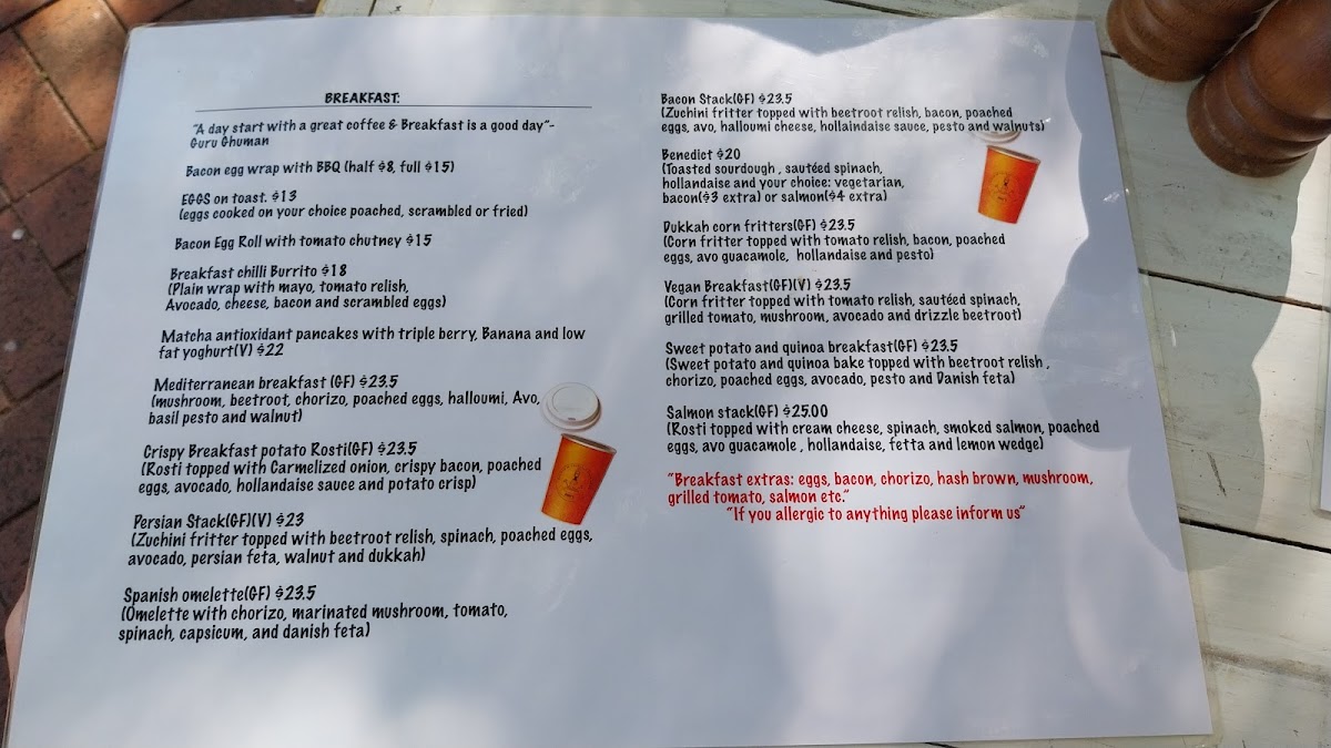 Guru's Cafeteria Menu 4
