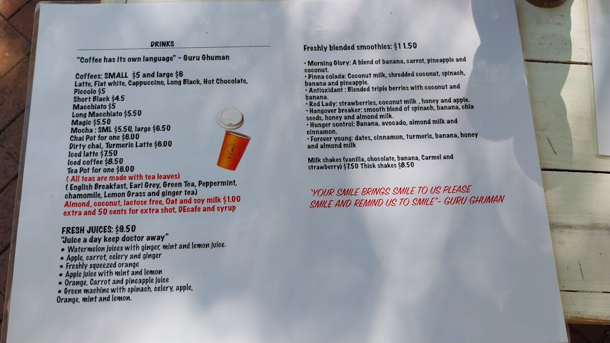 Guru's Cafeteria Menu 6