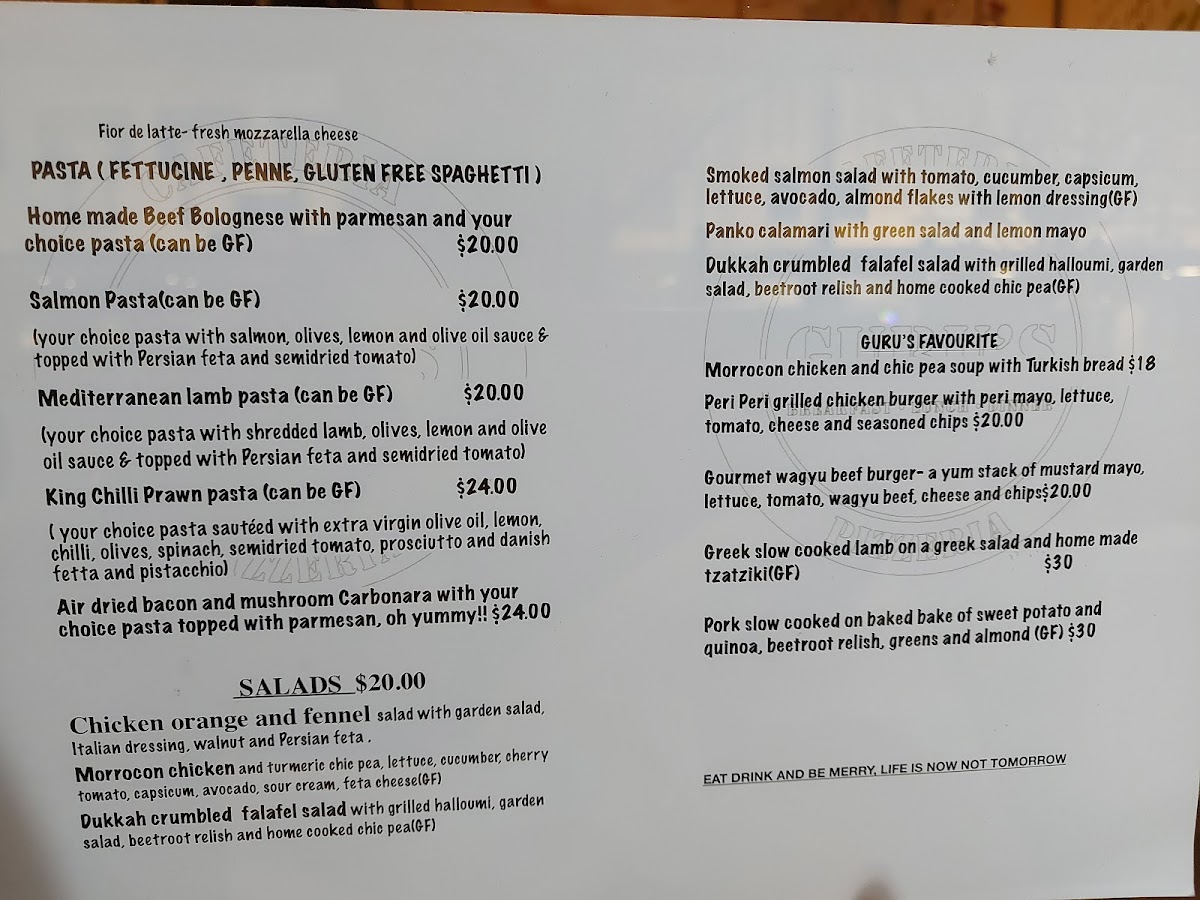 Guru's Cafeteria Menu 7