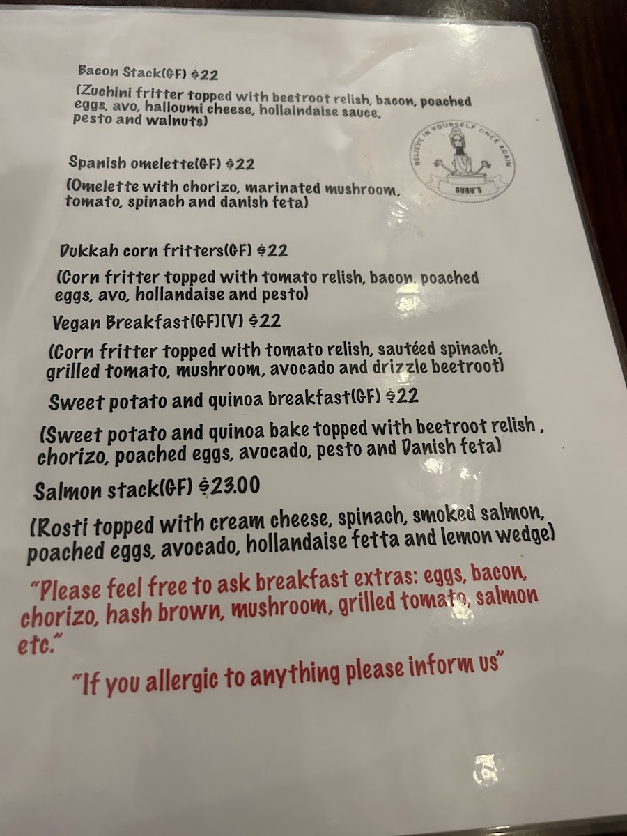 Guru's Cafeteria Menu 8