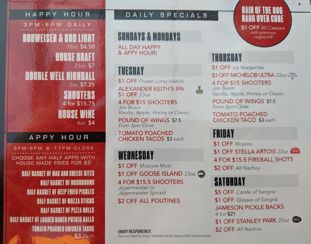 Tapp's Neighbourhood Pub Menu 1