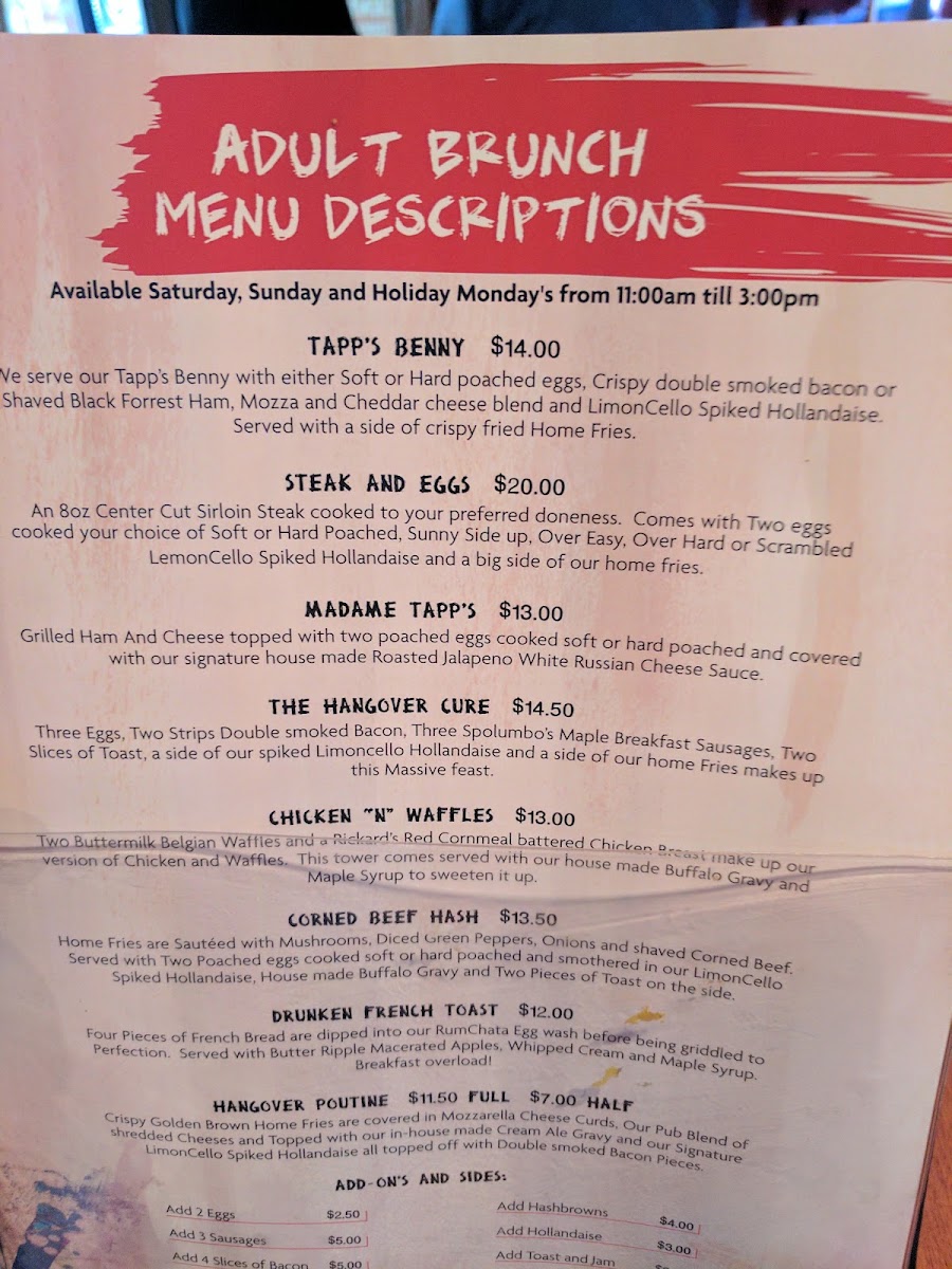 Tapp's Neighbourhood Pub Menu 2
