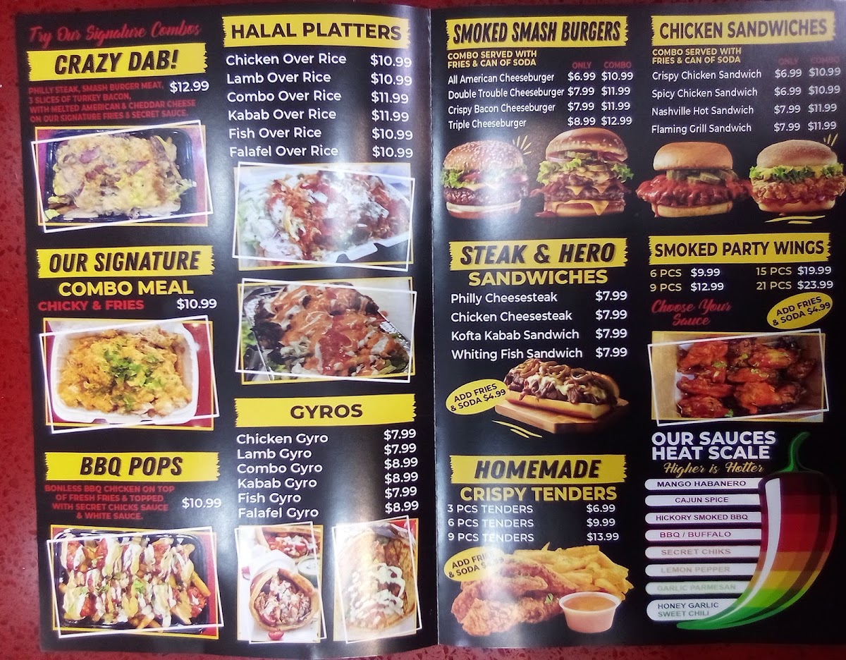 Halal Chicks and Platters Menu 1