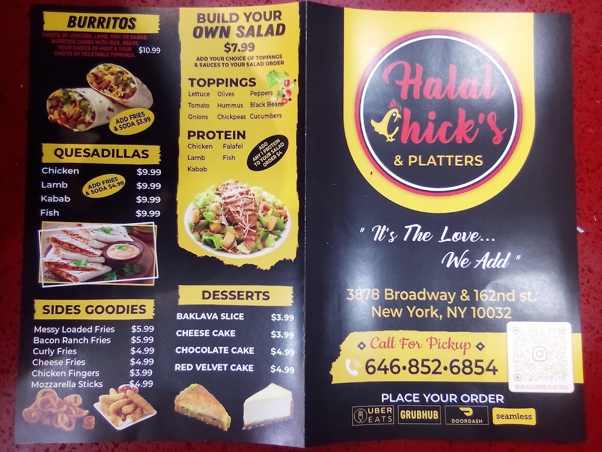 Halal Chicks and Platters Menu 7