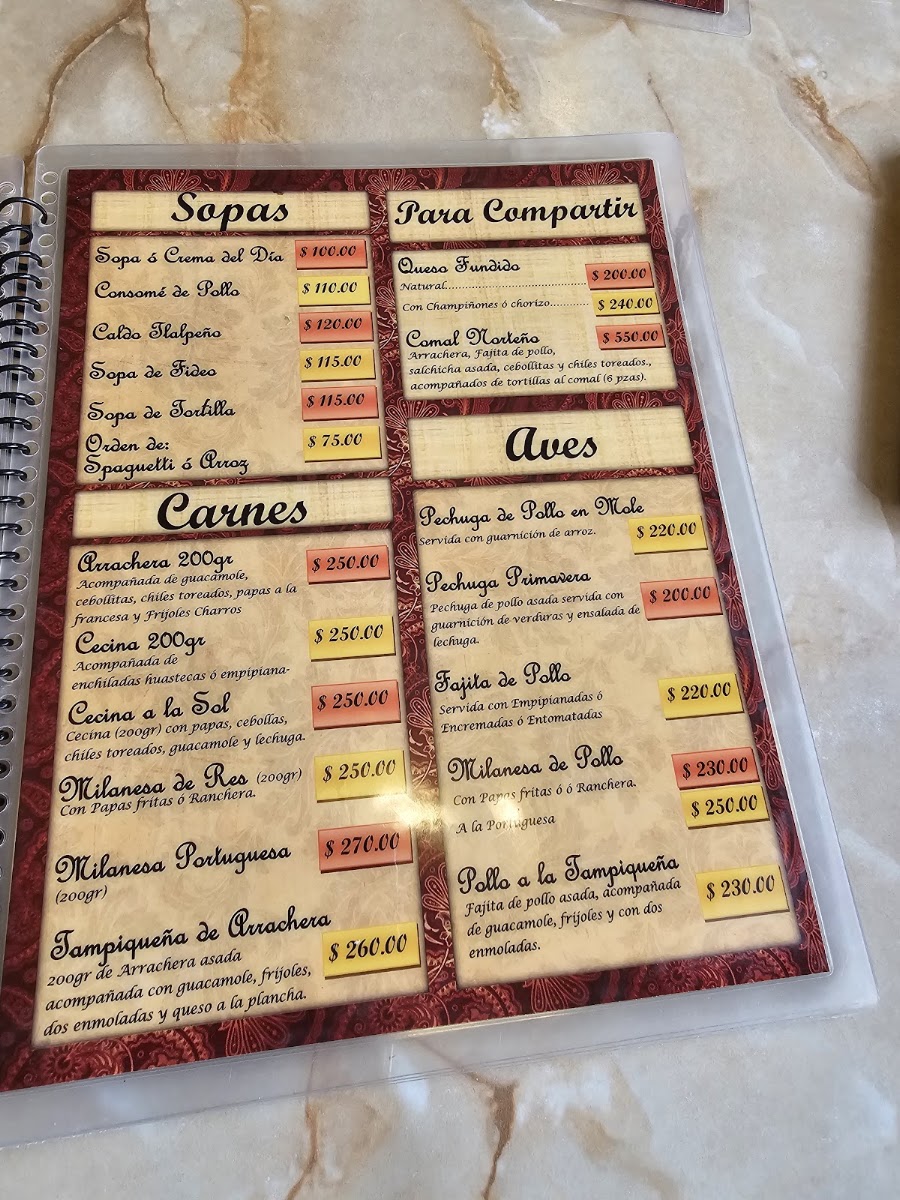 El Itacate Lomas Tampico Menu 2