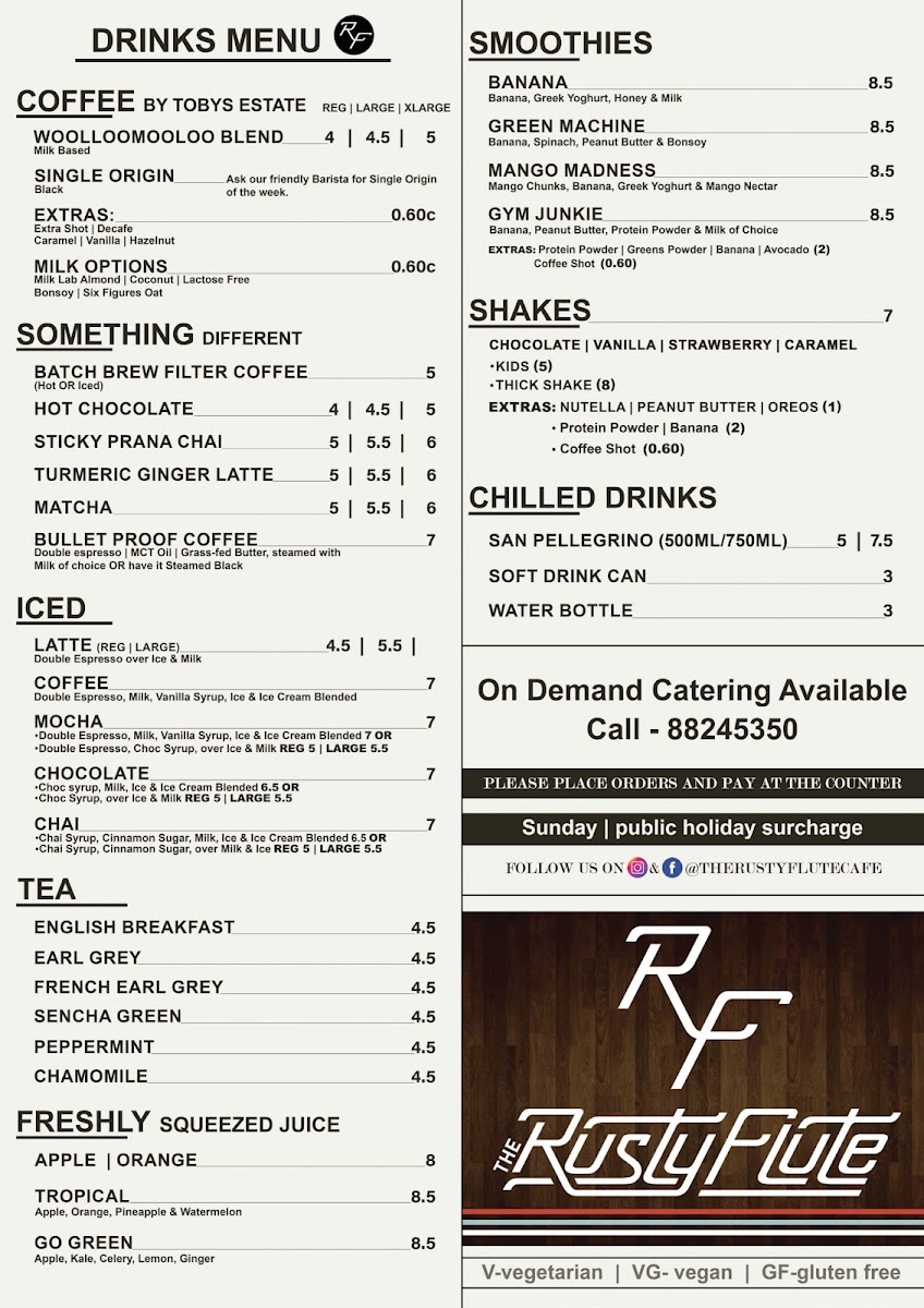 The Rusty Flute Menu 2