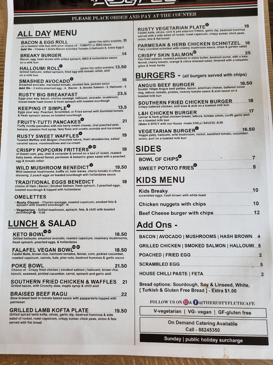 The Rusty Flute Menu 3
