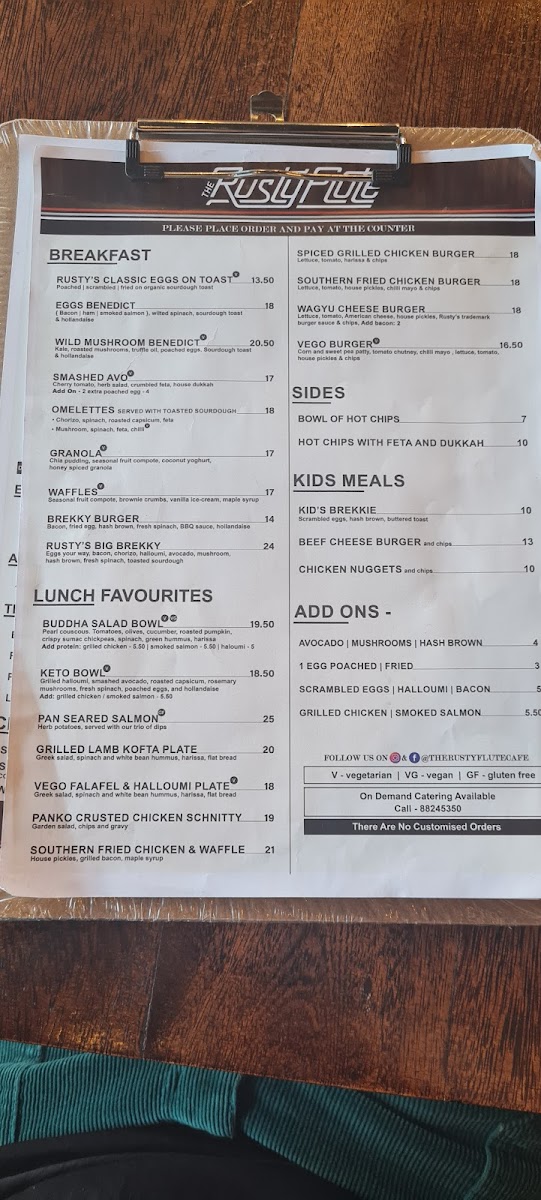 The Rusty Flute Menu 4