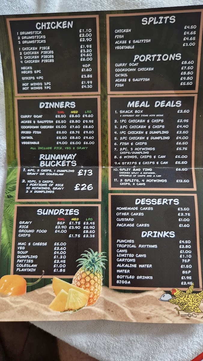 Chicken Run Manchester Menu 1
