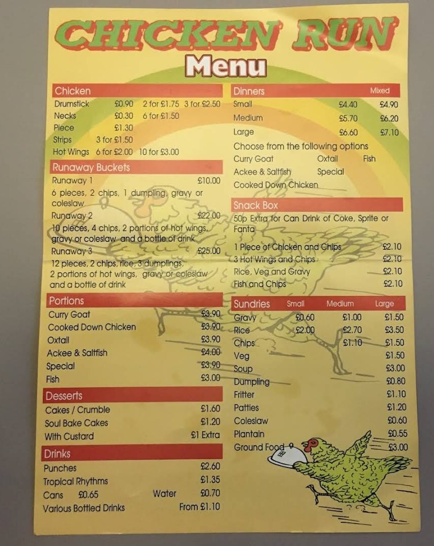 Chicken Run Manchester Menu 6