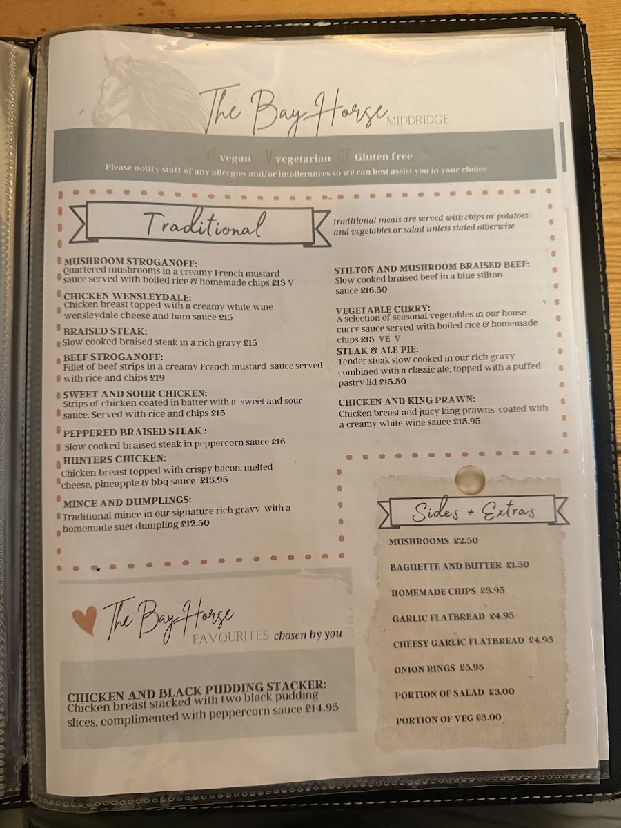 The Bay Horse Middridge Menu 2