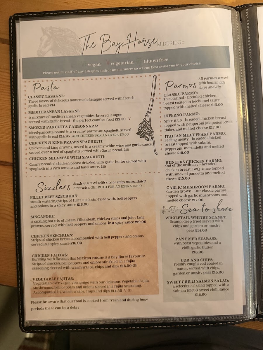 The Bay Horse Middridge Menu 3