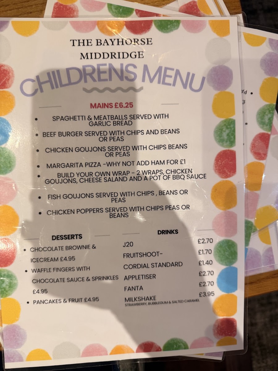 The Bay Horse Middridge Menu 4