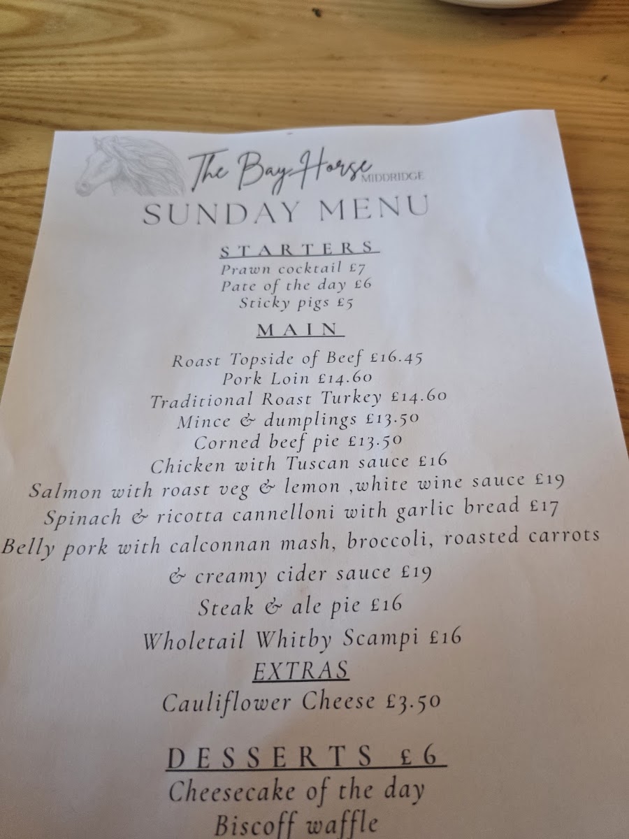 The Bay Horse Middridge Menu 7